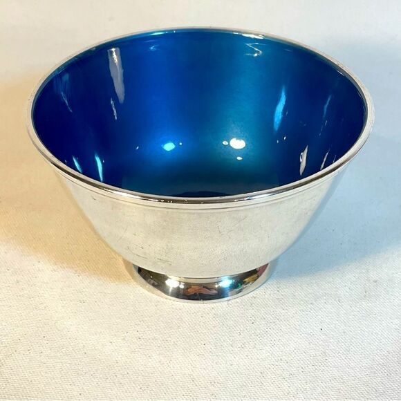 Towle Silver Plated Rich Blue Enamel Bowl 5" EP 5001 Mid 20th Century - Picture 1 of 16